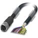 M12 Câble de capteur Pur 17 broches femelle droite blindé/traîné codage A, longueur 7,0 mètres noir profond Ral 9005, diamètre extérieur du câble 9,2mm - 1 pièce