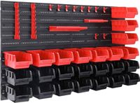 Famanu - Wandpaneel gereedschap 45 stuks met bakken en houders 95x54 cm zwart