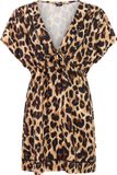Protest PRTPasso Tuniek Dames Korte Mouwen Loose Fit Groen XXL Viscose Dierenprint Fudge Camel