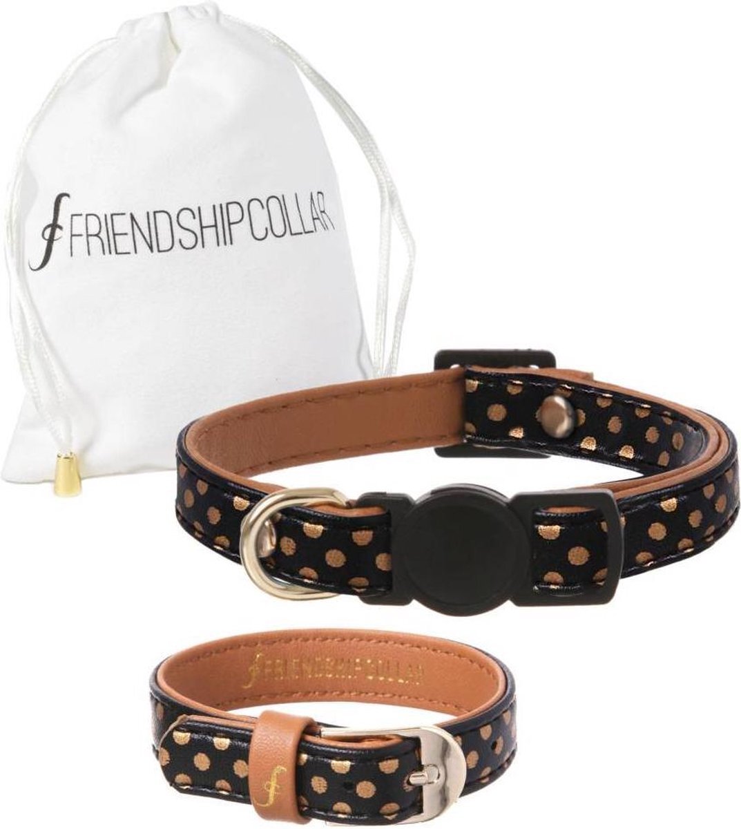 Friendship Collar Dotty Moggy kattenhalsband zwart, bruin