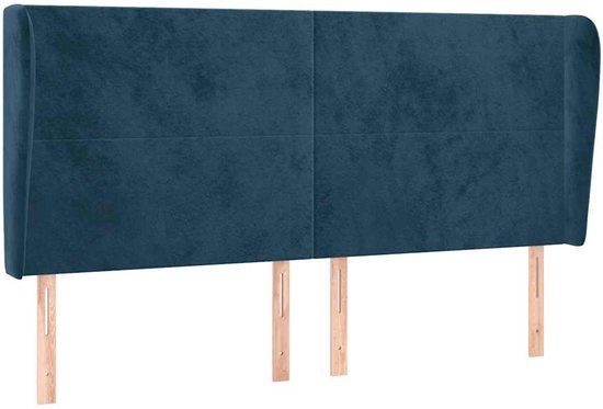 vidaXL Hoofdbord met randen 203x23x118/128 cm fluweel donkerblauw