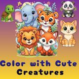 COLOUR WITH CUTE CREATUES: Kids colouring Book