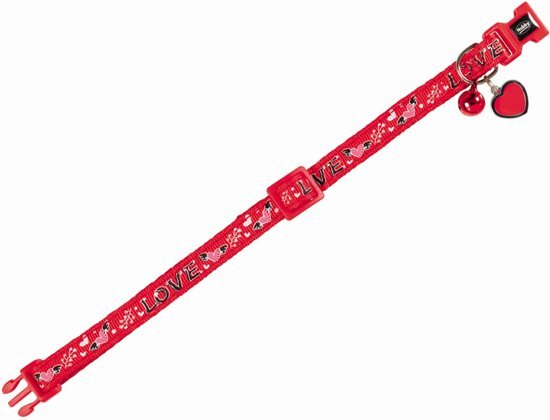 Nobby kattenhalsband love met veiligheidssluiting bel en decoratieve hanger rood rood