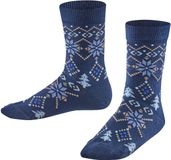 FALKE Nordic Fair Isle gedessineerd wol sokken kinderen blauw - maat 27-30