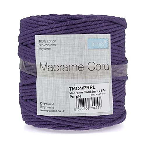 Trimits Natuurlijke Crafting Katoen Twisted Macramé koord, Paars, 4mm x 87m