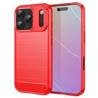 Apple iPhone 17 Pro Coque Silicone Gel Carbone Housse Étui + Film Écran - ROUGE