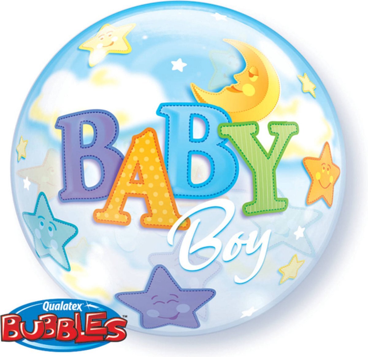 Qualatex Folat - Baby Boy Moon Bubbles Ballon 56cm