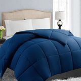 EASELAND Alle seizoenen queensize zacht gewatteerd donzen alternatief dekbed omkeerbaar dekbedovertrek met hoeklipjes, winter zomer warm pluizig hypoallergeen, marineblauw, 223,5 x 223,5 cm