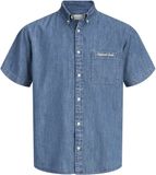 JACK&JONES JORNORREBRO DENIM SHIRT SS Heren Overhemd L Katoen Medium Blue Denim