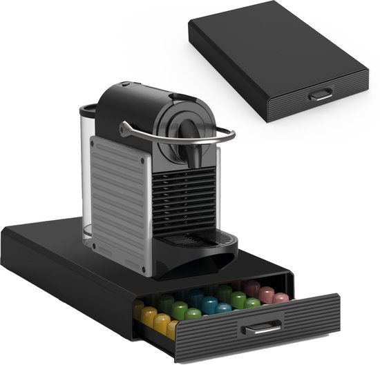 Brasq Capsulehouder voor Nespresso Capsules - Opbergbox met Lade - 50 Cups - Zwart