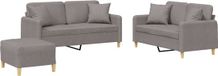 vidaXL Loungeset met kussens stof taupe