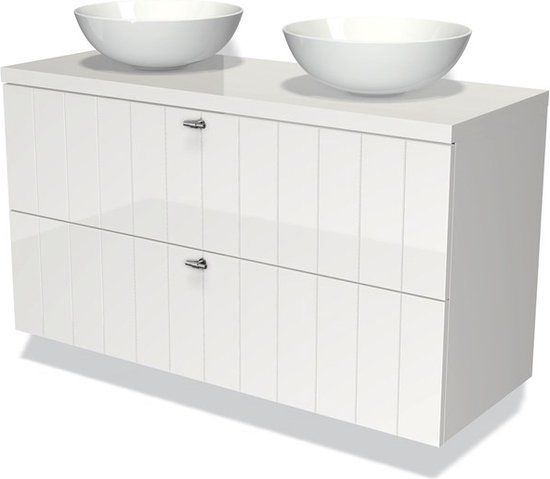 Maxaro Badkamermeubel Modulo Plato 120cm Hoogglans Wit 2 Lades Lamel