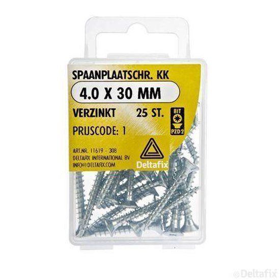 Deltafix Spaanplaatschroeven Platkop Pozidriv Verzinkt 4.0x30mm