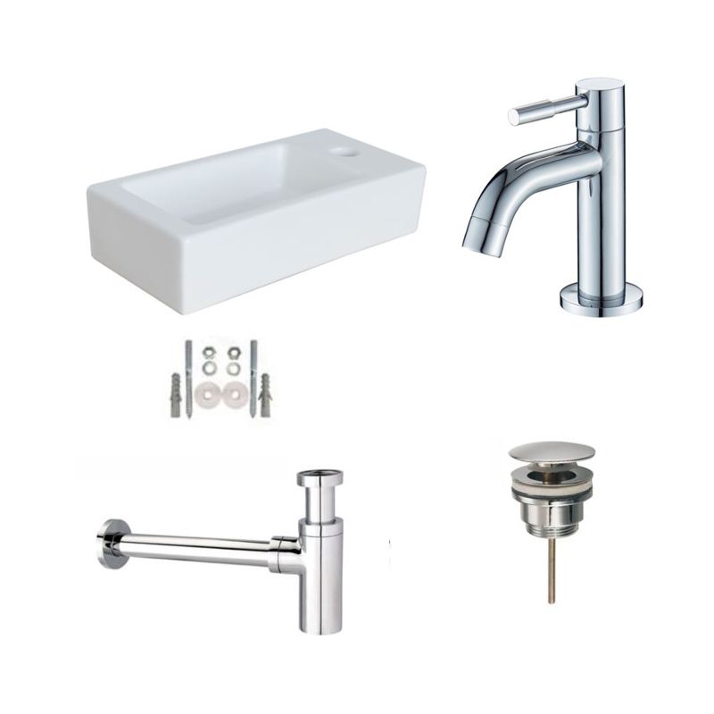 Badkamerplanet Keramische Fonteinset Aquino 45x25x12 cm - Wit