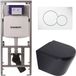 QeramiQ Dely Toiletset - Geberit UP320 inbouwreservoir - met Burda frame - witte bedieningsplaat - softclose toilet zitting - 35mm - mat zwart
