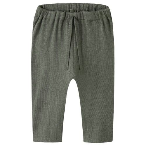 NAME IT BABY katoenen babybroek - olijfgroen