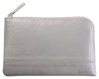 RHODIA 116521C - Etui met Ritssluiting in Imitatieleer - Zilver - Maat S (11 x 17 cm)