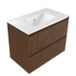 Saniclass Badkamermeubelset - 80x45x62cm - Vygo keramische wastafel wit - 1 wasbak - zonder kraangat - 2 lades - mat walnut pure (hout) SW1420803/SW773926
