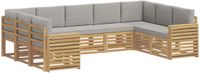 vidaXL - Sofa-Set - Massief Acacia Hout - Wit en Lichtgrijs - 2 Zitplaatsen