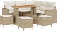 vidaXL Tuinbank Set 9-delig Beige Polyrattan Hoek Loungeset