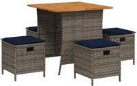 vidaXL 5-delige Tuinset met Kussens Poly Rattan Grijs