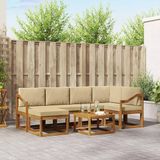 vidaXL - Acacia Hout Loungeset - Hoek Loungeset - 6 Zitplekken - Natuurlijk en Beige