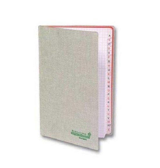 Aurora Linnen Adresboek met A-Z Tabs - Hardcover - Geruit - Grijs