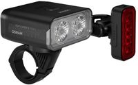 Osram LEDsBIKE Explorer X1000 Set, Oplaadbare Fietsverlichtingsset - Voor en Achter, Offroad, Met Remlicht, Drie Lichtstanden en Knipperlicht, 1000 Lumen, Compatibel met Garmin-houder