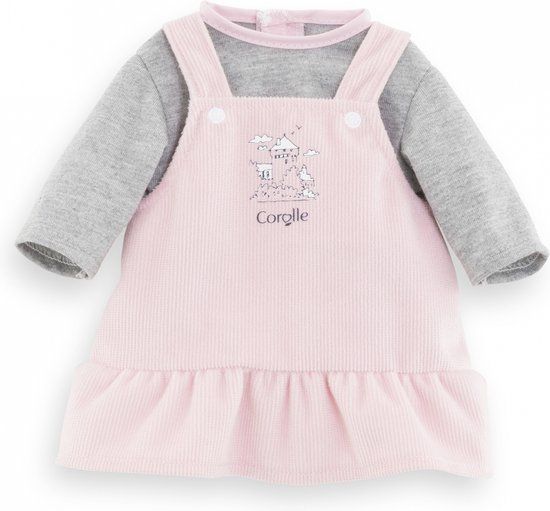 Corolle Poppenjurk met shirt - Babypop Kleding 36cm Roze Grijs