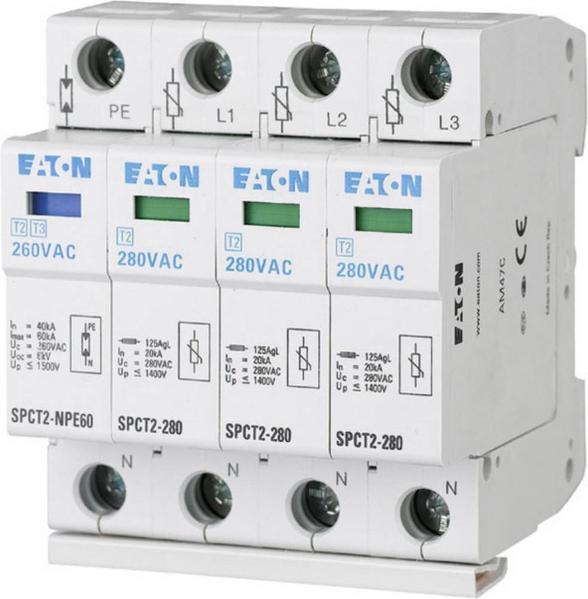 Eaton 167620 SPCT2-280-3+NPE Surge arrester Surge protection for: Switchboards 20 kA 1 pc(s)