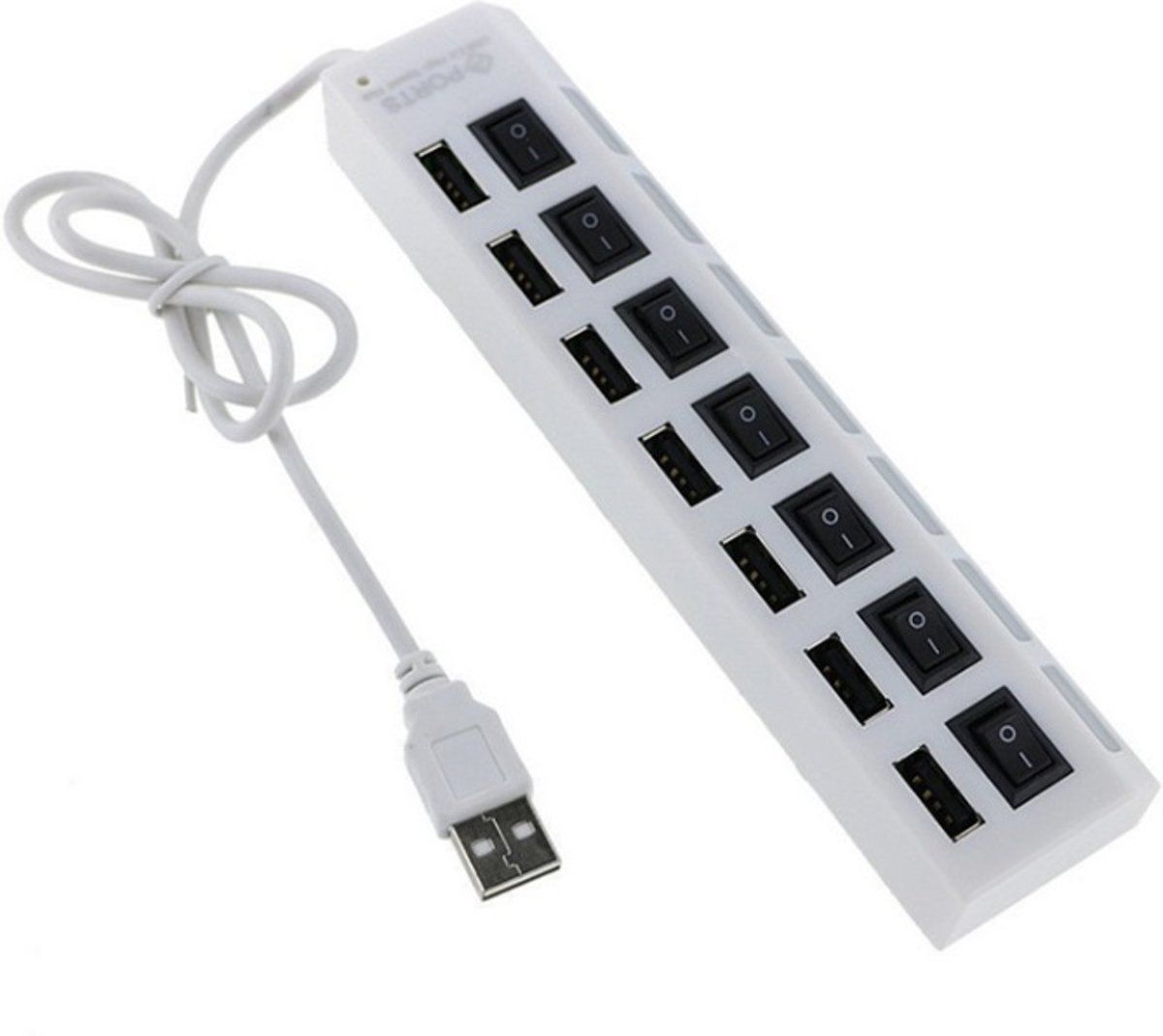 Coretek 7 poorts USB hub met aan/uit schakelaars USB 2