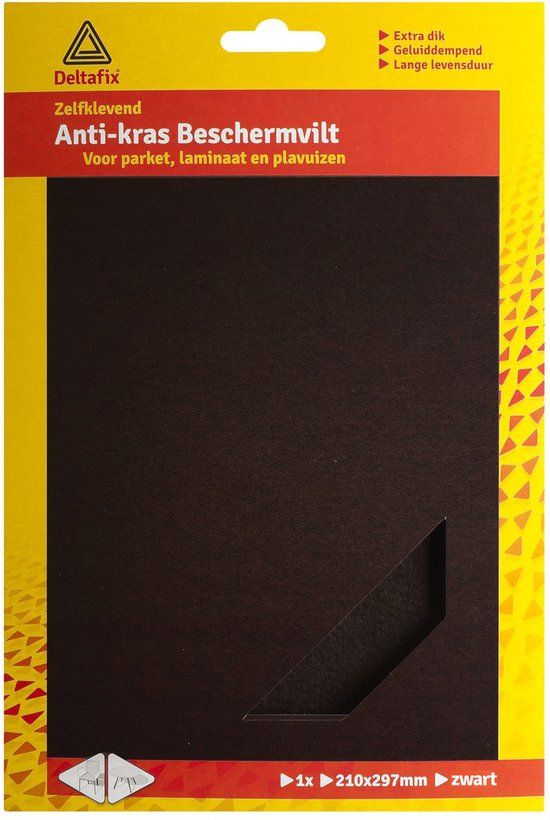Deltafix Anti-krasvilt - 1x A4 knipvel - zwart - 210 x 297 mm - rechthoek - zelfklevend - beschermvilt