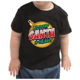 Bellatio Decorations Kerst t-shirt my friend Santa is the best zwart - peuter - kerst kleding - jongen / meisje 92