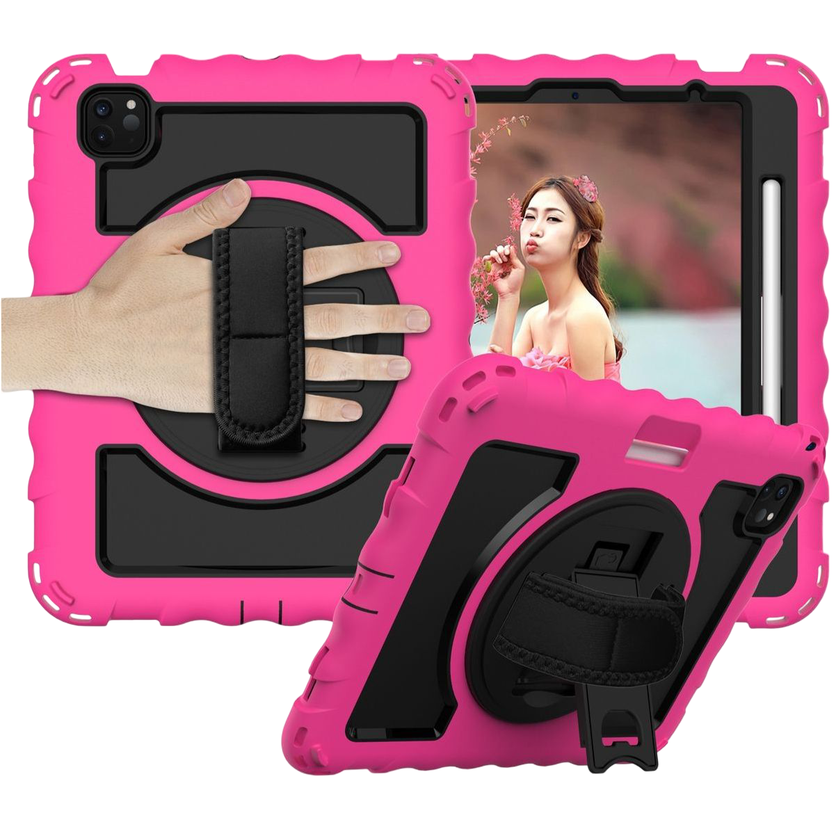 NONE Apple iPad Pro 11 hoesje met standaard en armband Roze