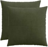 vidaXL Kussensloop 2 stuks ALMELO Groen 80 x 80 cm corduroy