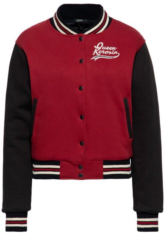 Queen Kerosin Bakersfield Highschool Varsity Jacket Dames Tussenseizoensjas - zwart/rood - S