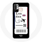 Maniacase Hoesje voor Xiaomi Redmi Note 10 5G Vliegtuig ticket Londen