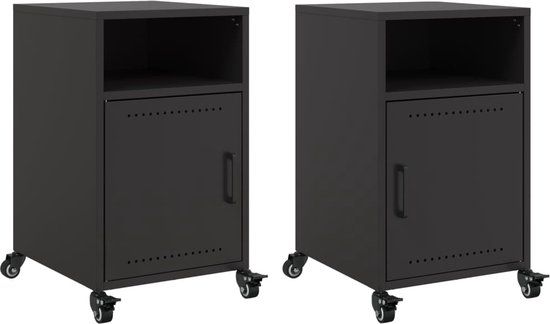 vidaXL Nachtkastjes 2 stuks 36x39x59 cm staal zwart