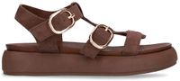 Manfield - Dames - Bruine suède sandalen met plateauzool - Maat 38