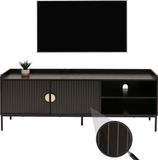 Meuble TV, meuble TV, meuble TV, meuble bas, meuble TV, commode, mélamine MDF, 56x150x40 cm, aspect bois, noir