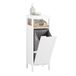 SoBuy BZR122-W Badkamerkast - Witte Lage Kast met Wasmand