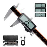 HARDELL Professionele digitale meter, 150 mm / 6 inch King Foot batterij met groot LCD-scherm, roestvrij staal, automatische uitschakeling, inch/MM/breuken voor DIY/Home/3D