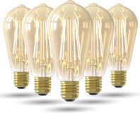 Calex LED Lamp Goud - Set van 5 Stuks, E27, ST64 Goud Straight filament 4.5W 470lm 2100K niet dimbaar