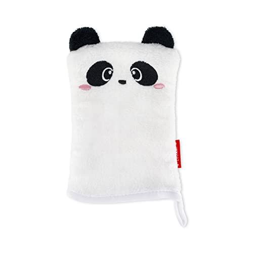 Legami - Washandschoen, herbruikbaar, zachte stof, verwijdert gezichtsmake-up, wasbaar, hypoallergeen, milieuvriendelijk, 12 x 19 cm, panda-motief