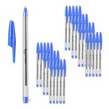 Amazon Basics balpennen, 15.1 x 1.2 x 1 cm, Blauw/Transparant, verpakking van 36