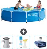 Intex Rond Frame Zwembad - 305 x 76 cm - Blauw - Inclusief Zwembadfilterpomp - Solarzeil