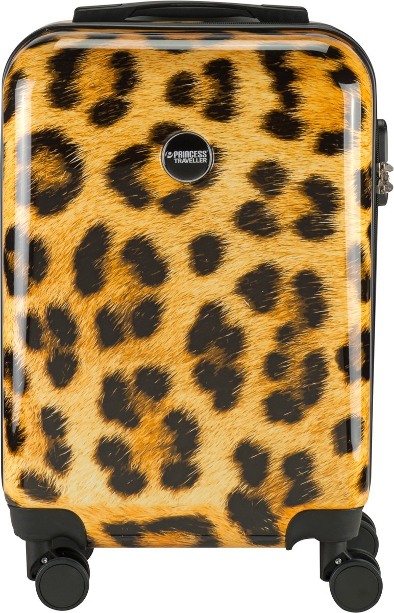 Princess Traveller Animal Print - Handbagagekoffer - Leopard - Small - 55cm - Dubbele wielen