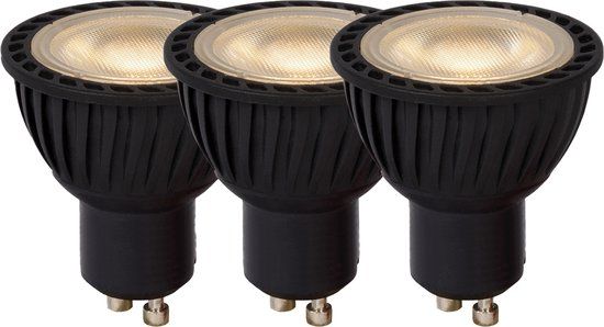 Lucide MR16 LED Lamp Set of 3 - GU10 - 3x5W 3000K - Dimmable - Black - Ø 5 cm