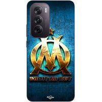 Maniacase Coque Pour Oppo Reno 12 5g OM dorée brilant droit au but fond bleu