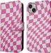 iMoshion iPhone 14 Case with Card Holder - Book Case - Pink / Retro Pink